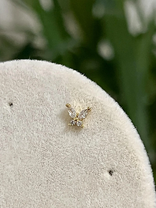 Taş Detaylı Kelebek Pearcing(önden ayarlamalı)