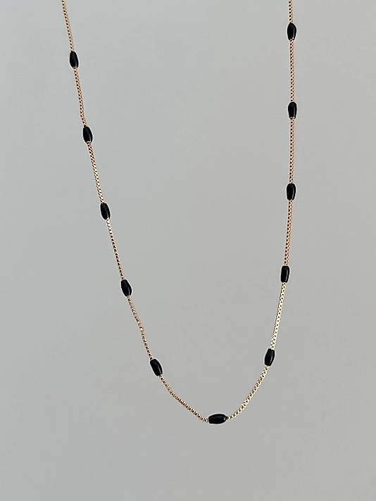 Xuping Rose-Gold Siyah İnce  Dorika Kolye
