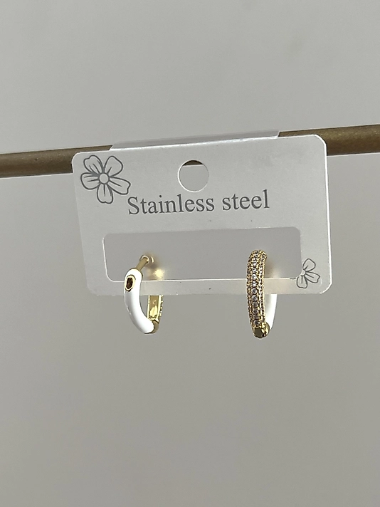 Çelik Beyaz Kalp Küpe