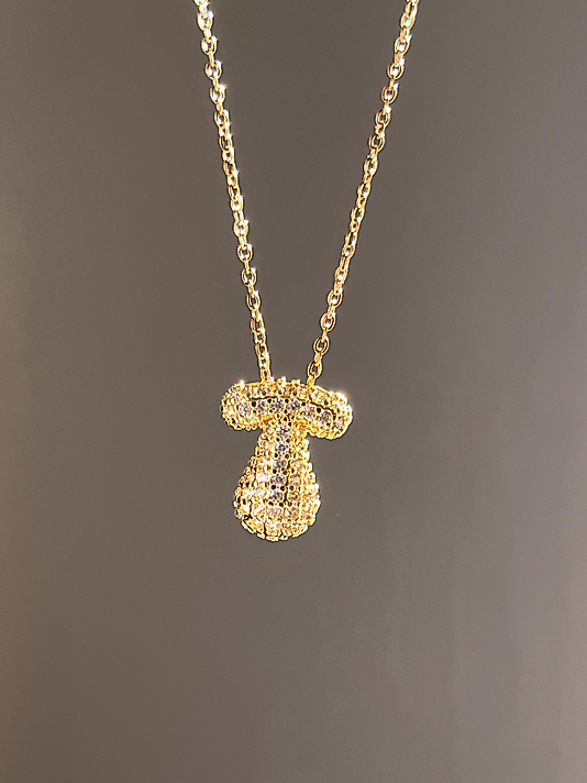 Çelik T Taşlı Balon Harf Kolye