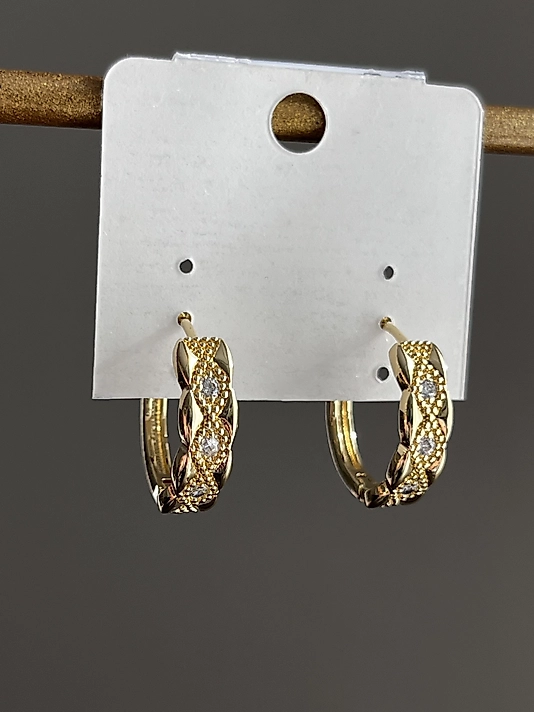 CM Taşlı Desenli Halka Küpe