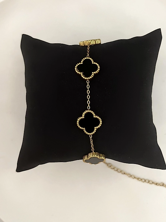 Çelik Siyah Büyük Yonca Bileklik