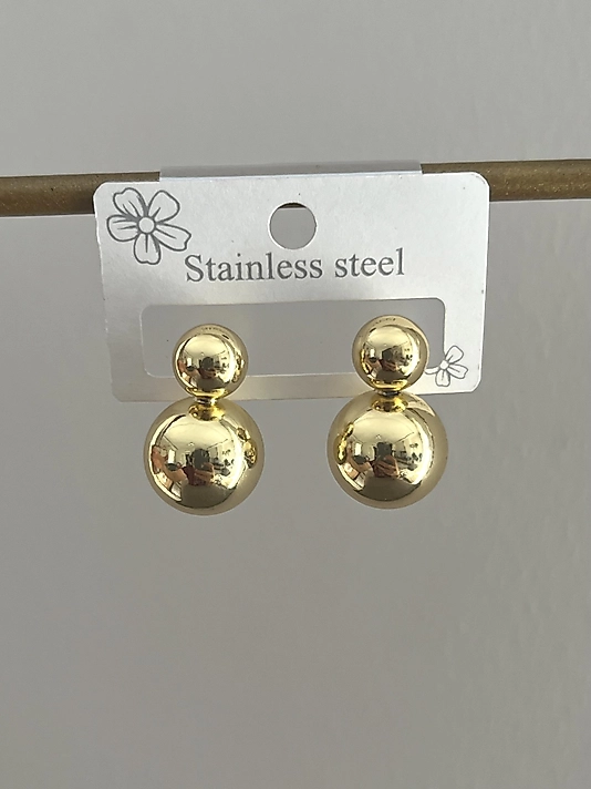 Çelik Çift Top Küpe