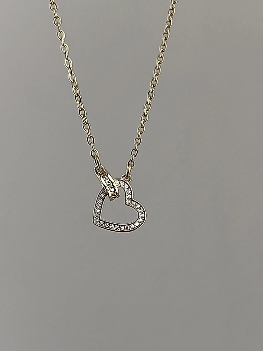 Xuping Geçirmeli Taşlı Kalp Gold Kolye