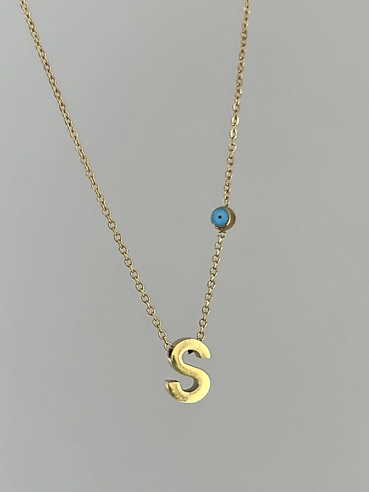 Çelik S Harf Minimal Gold Kolye