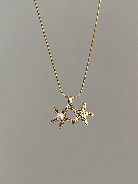 Çelik İçi İncili Taşlı Yıldız Kolye