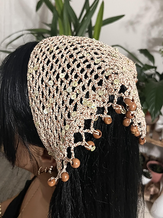 Sütlü Kahve El Yapımı File Bandana