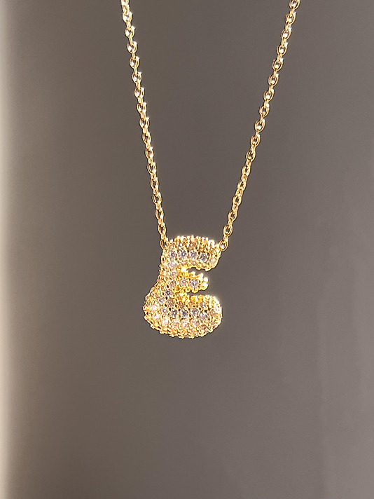 Çelik E Taşlı Balon Harf Kolye