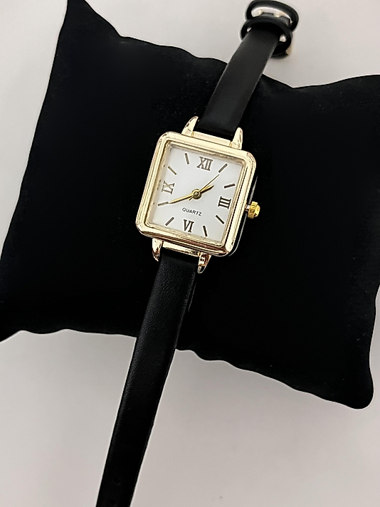 Siyah Kordonlu Gold Saat