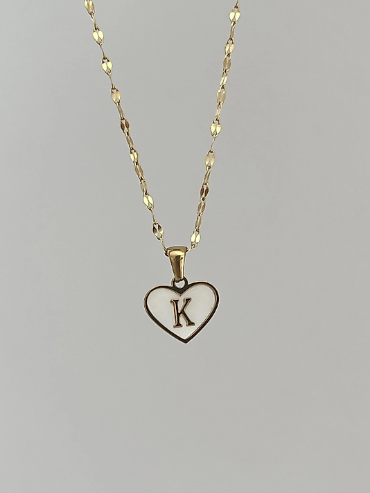 Çelik K Harf Kalp Kolye