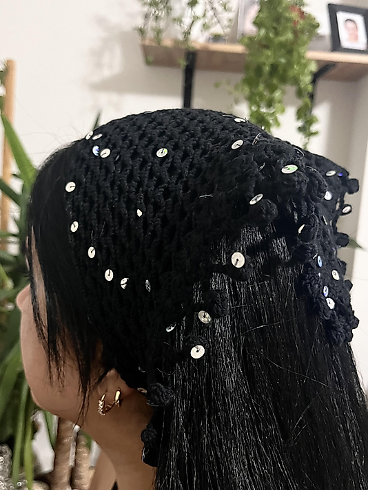 Siyah El Yapımı File Bandana