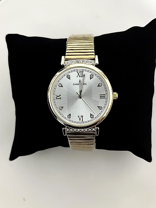 Gold Taş Detaylı Büyük Yuvarlak Saat