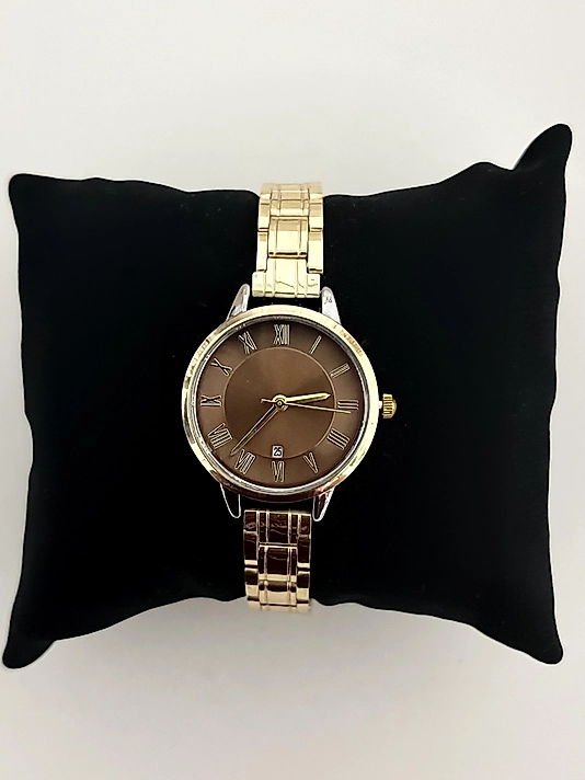 Gold İçi Kahve Yuvarlak Saat