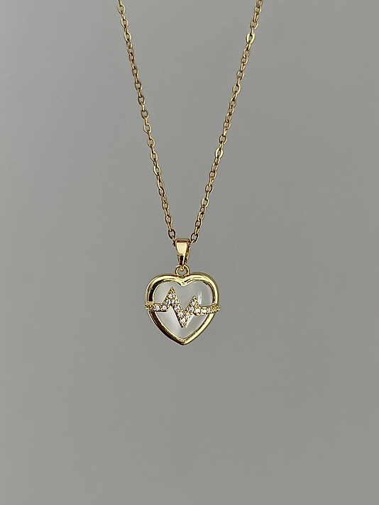 Çelik Taşlı Kalp Kolye