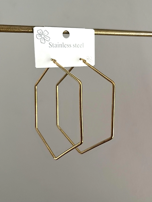 Çelik Büyük Altıgen Küpe