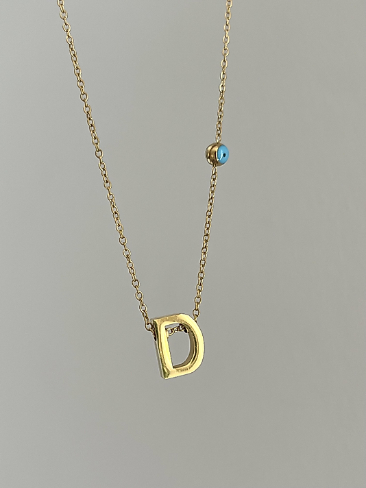 Çelik D Harf Minimal Gold Kolye