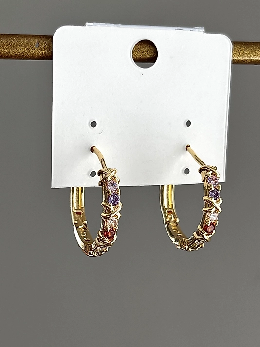 CM Renkli Taşlı Halka Küpe