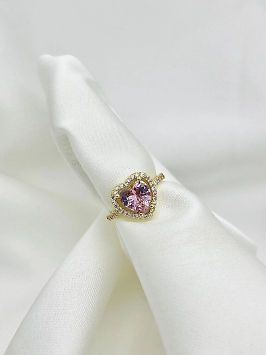 Çelik Gold Pembe Kalp Yüzük