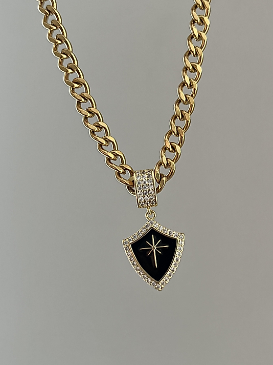 Çelik Kalın Zincirli Şovalye Kutup Yıldızı Kolye