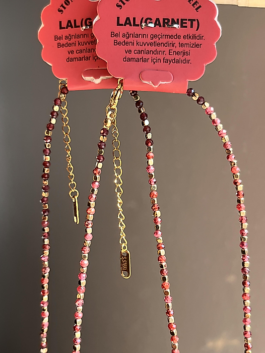 Lal (garnet) Doğaltaş Kolyr