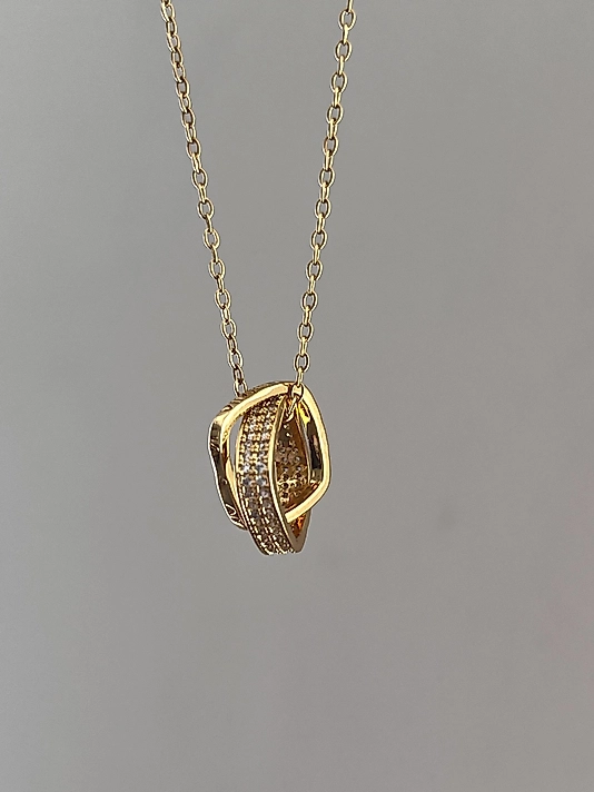 Çelik Çift Yüzük Gold Kolye