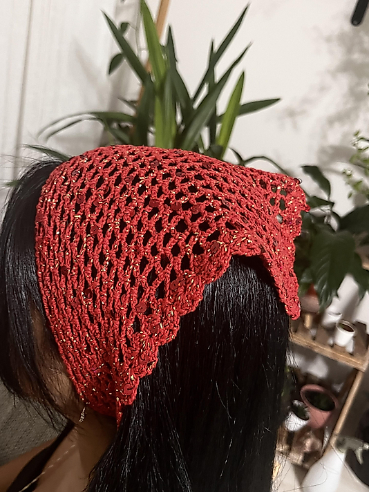 Kırmızı El yapımı File Bandana