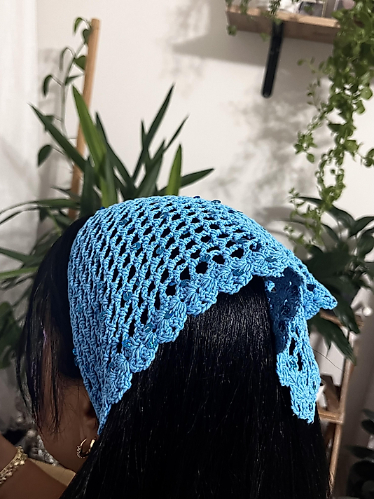 Mavi El Yapımı File Bandana